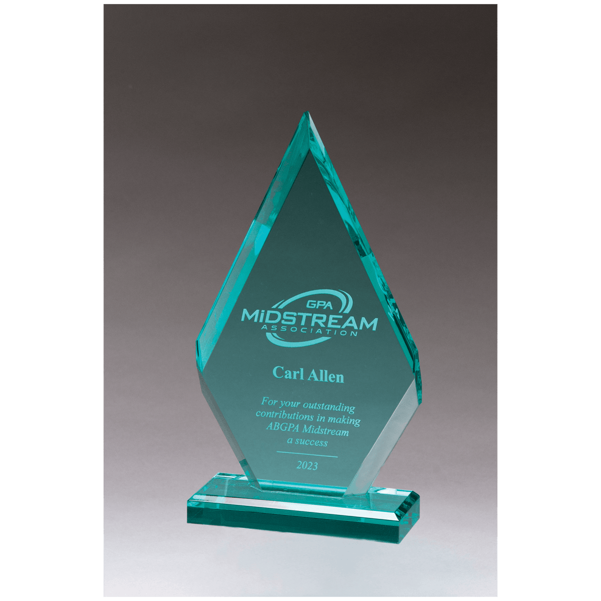 6" x 10 1/2" Flame Beveled Jade Acrylic Award, product photo