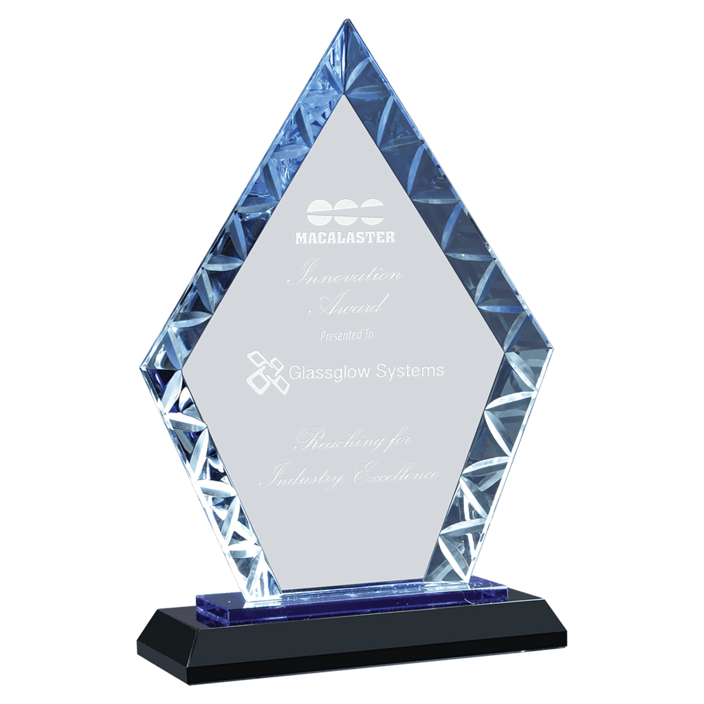 7 1/2" Diamond Accent Glass on Black Base - custom engraved glass award by The Buckeye Branding Company