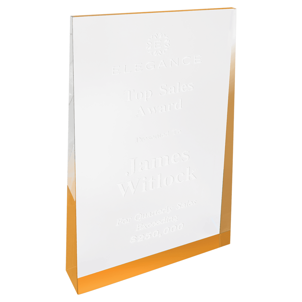 5" x 8" Gold Acrylic Wedge - custom engraved acrylic award by The Buckeye Branding Company