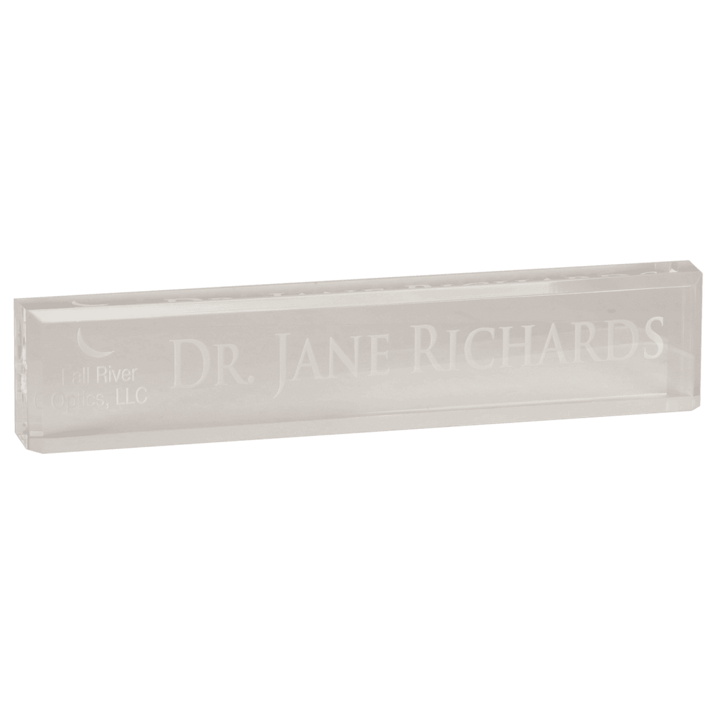 10" x 2" Clear Acrylic Desk Wedge Name Plate, product photo