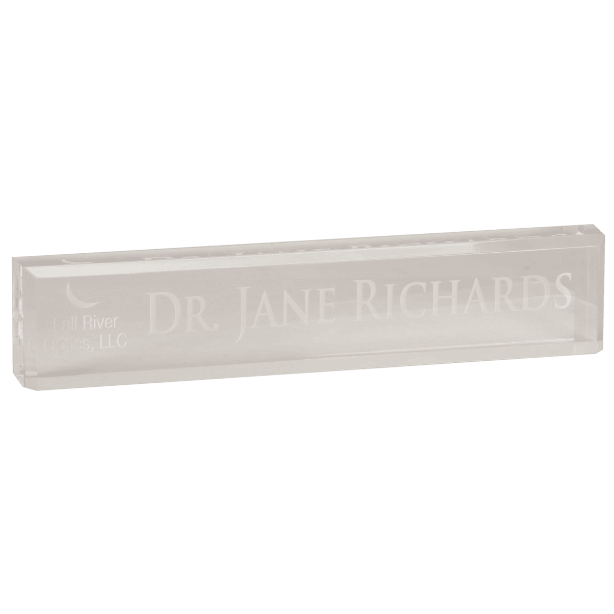 10" x 2" Clear Acrylic Desk Wedge Name Plate, product photo
