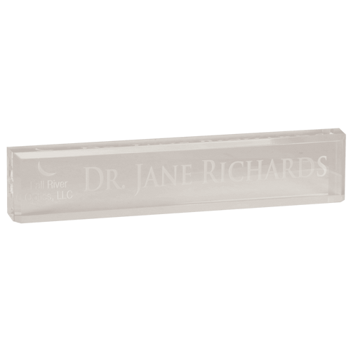 10" x 2" Clear Acrylic Desk Wedge Name Plate, product photo