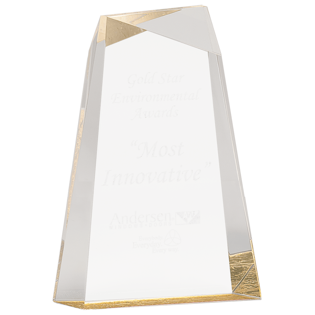 8" Gold Facet Wedge Acrylic - custom engraved acrylic award by The Buckeye Branding Company