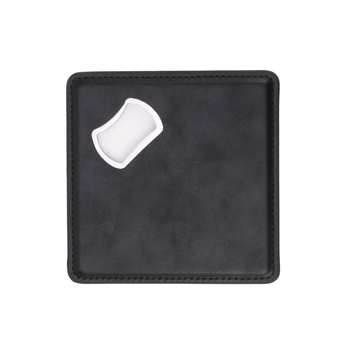 Engraved Leatherette Bottle Opener Coaster, blank before personalization