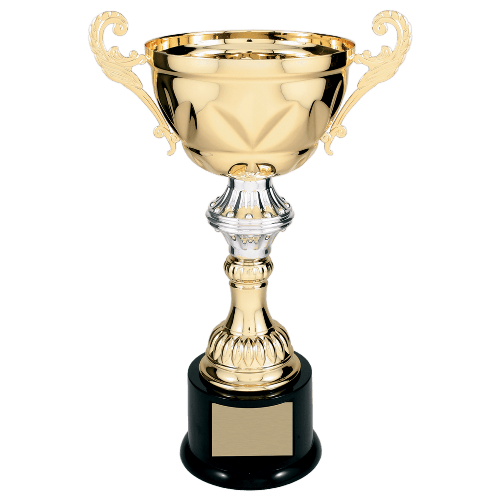13" Gold Completed Metal Cup Trophy on Plastic Base - personalized trophy by The Buckeye Branding Company