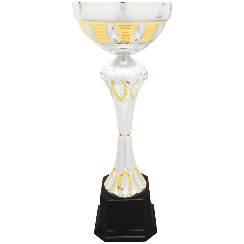 15" Silver/Gold Completed Metal Cup Trophy on Plastic Base - personalized trophy by The Buckeye Branding Company