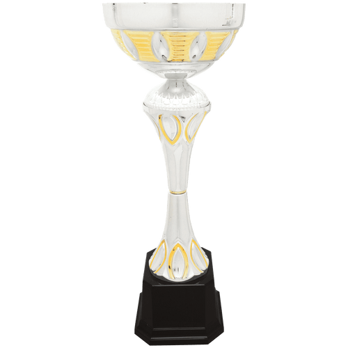 15" Silver/Gold Completed Metal Cup Trophy on Plastic Base - personalized trophy by The Buckeye Branding Company