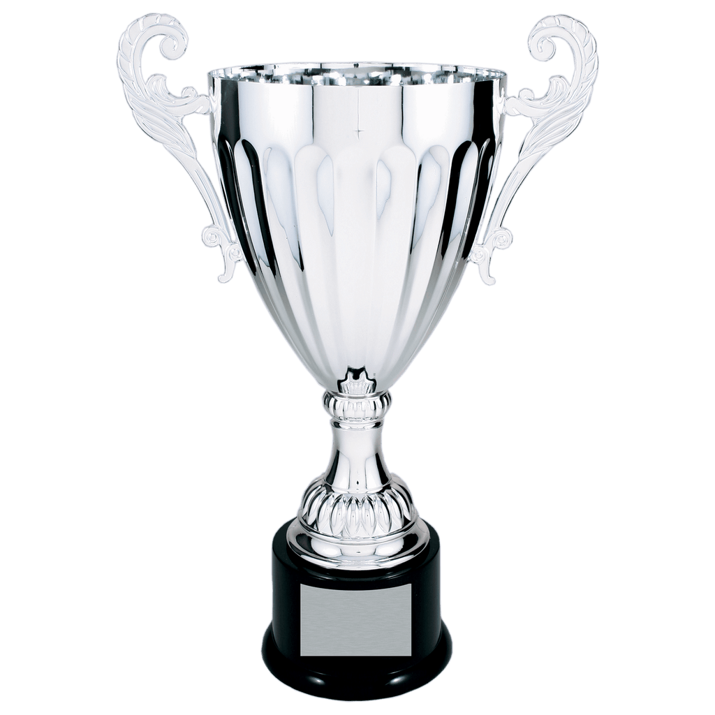 14 1/2" Silver Completed Metal Cup Trophy on Plastic Base - personalized trophy by The Buckeye Branding Company