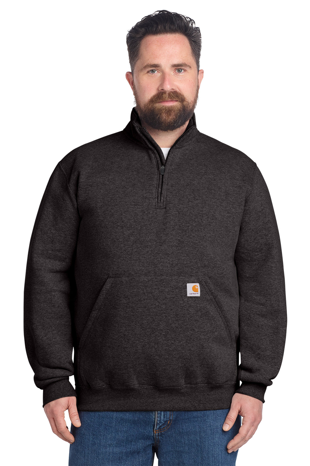 Carhartt Midweight 1/4-Zip Mock Neck Sweatshirt in Carbon Heather - custom logo apparel by Buckeye Branding Co.