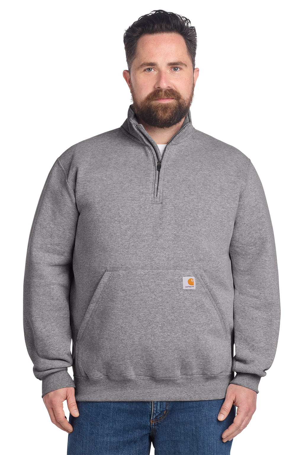 Carhartt Midweight 1/4-Zip Mock Neck Sweatshirt in Heather Grey - custom logo apparel by Buckeye Branding Co.