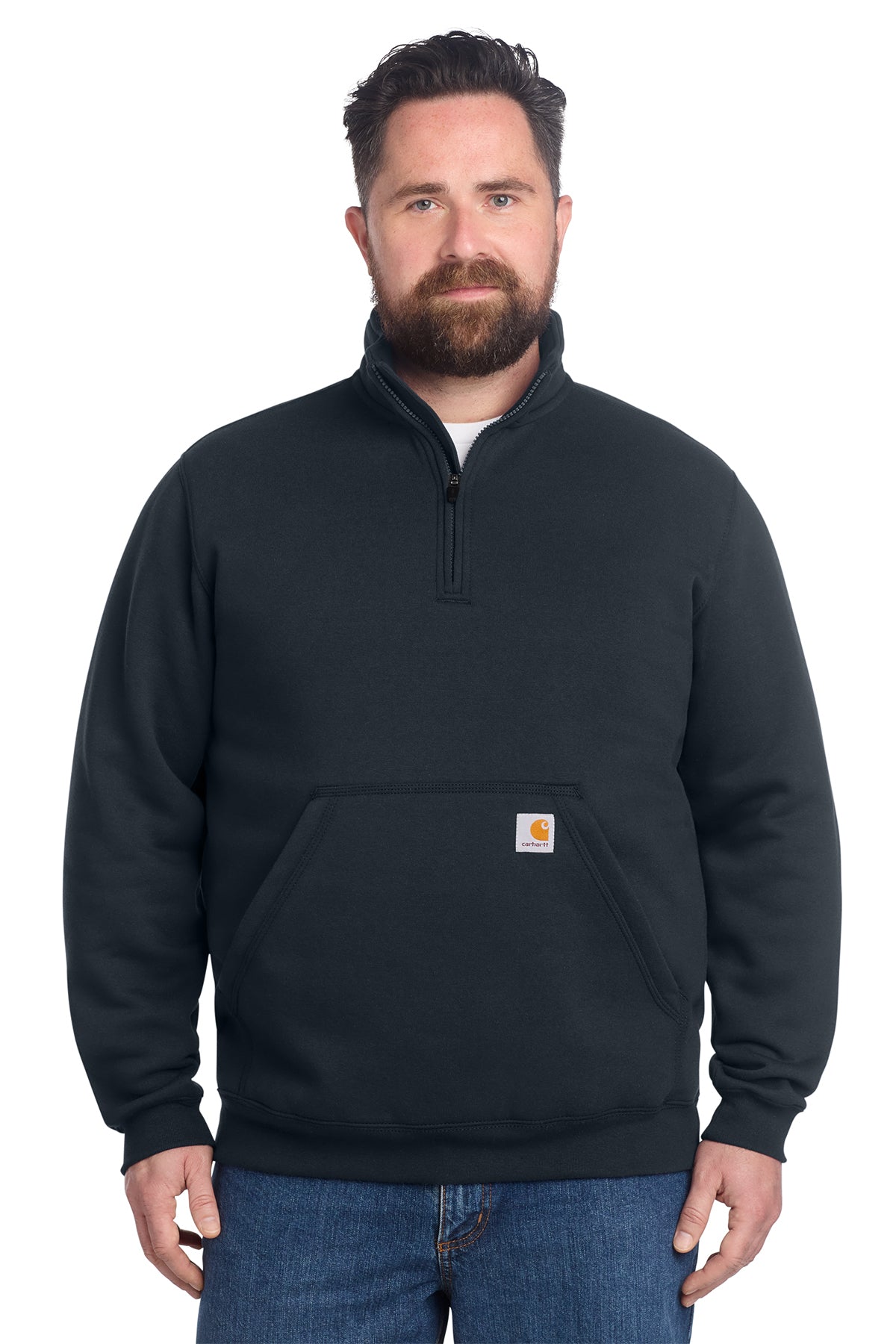 Carhartt Midweight 1/4-Zip Mock Neck Sweatshirt in New Navy - custom logo apparel by Buckeye Branding Co.