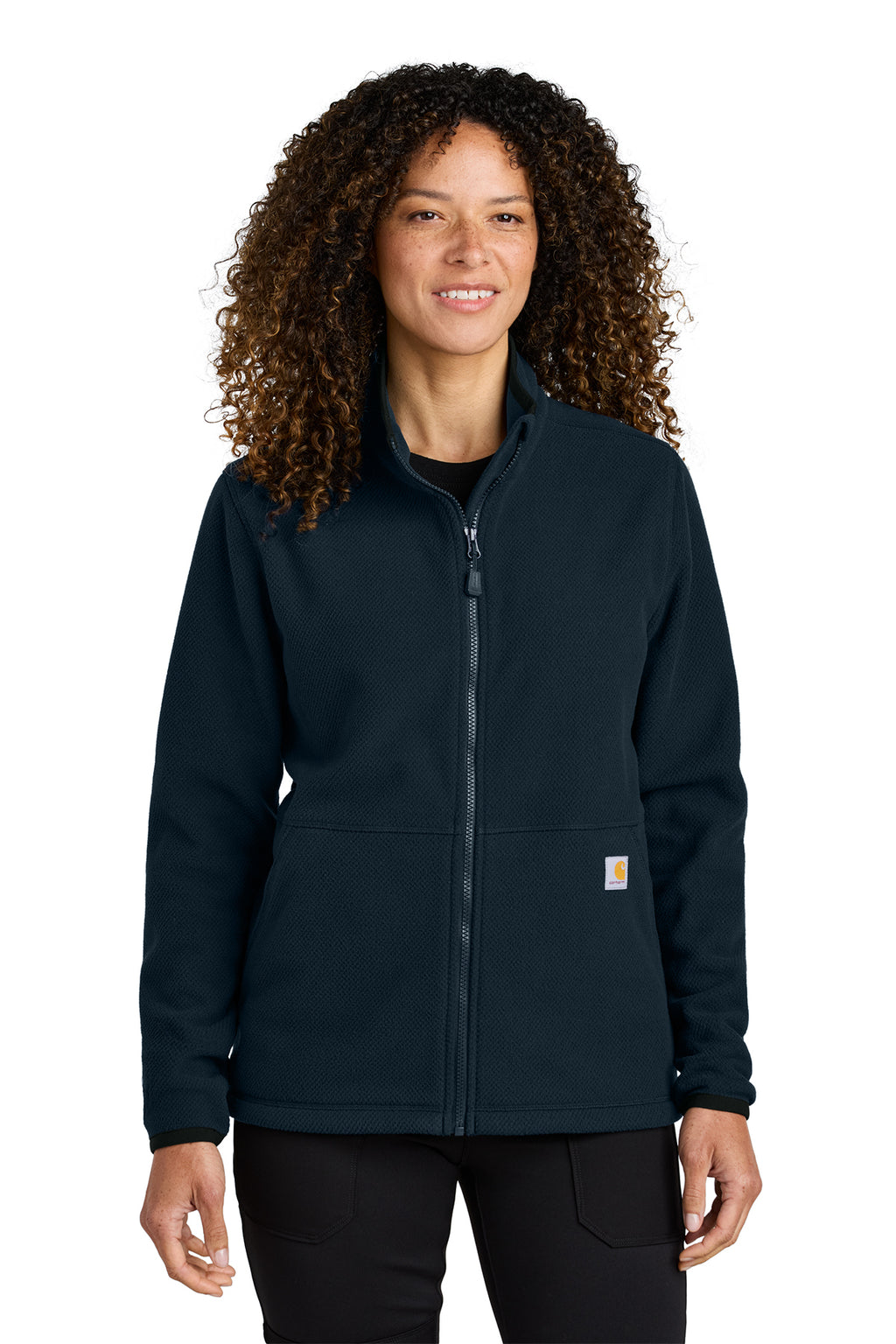 Carhartt Women's Textured Full-Zip Fleece Jacket in Navy - custom logo apparel by Buckeye Branding Co.