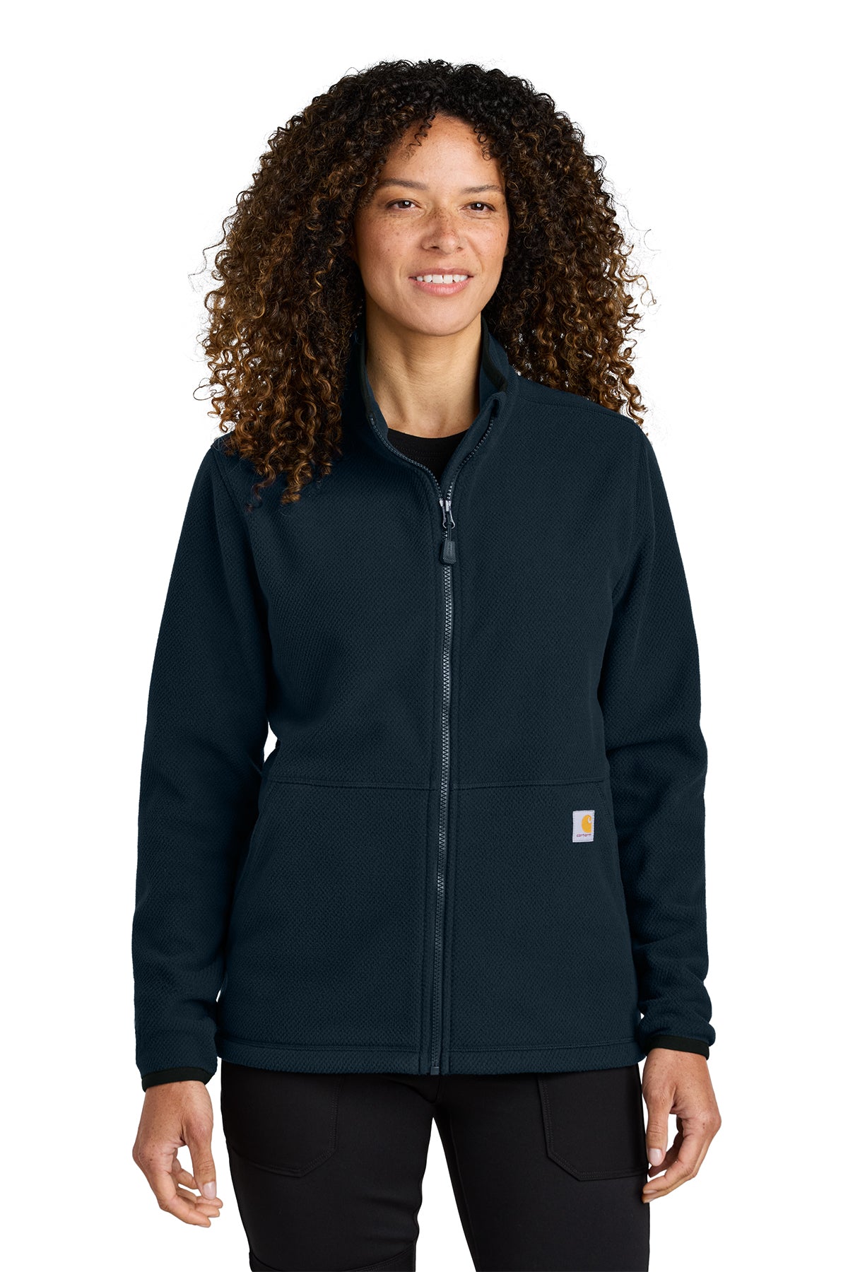 Carhartt Women's Textured Full-Zip Fleece Jacket in Navy - custom logo apparel by Buckeye Branding Co.