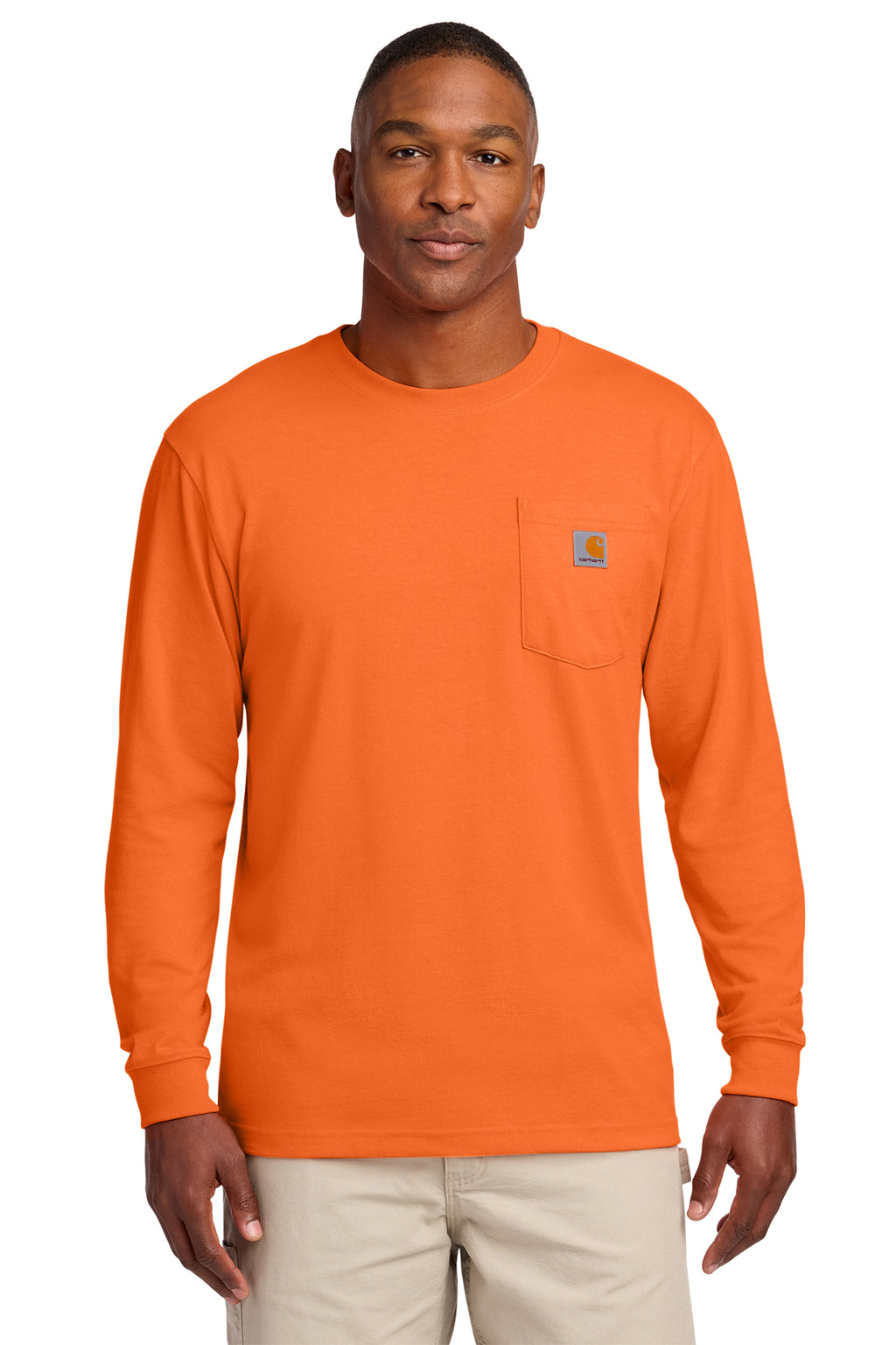 Carhartt Workwear Pocket Long Sleeve Tee in Brite Orange - custom logo apparel by Buckeye Branding Co.