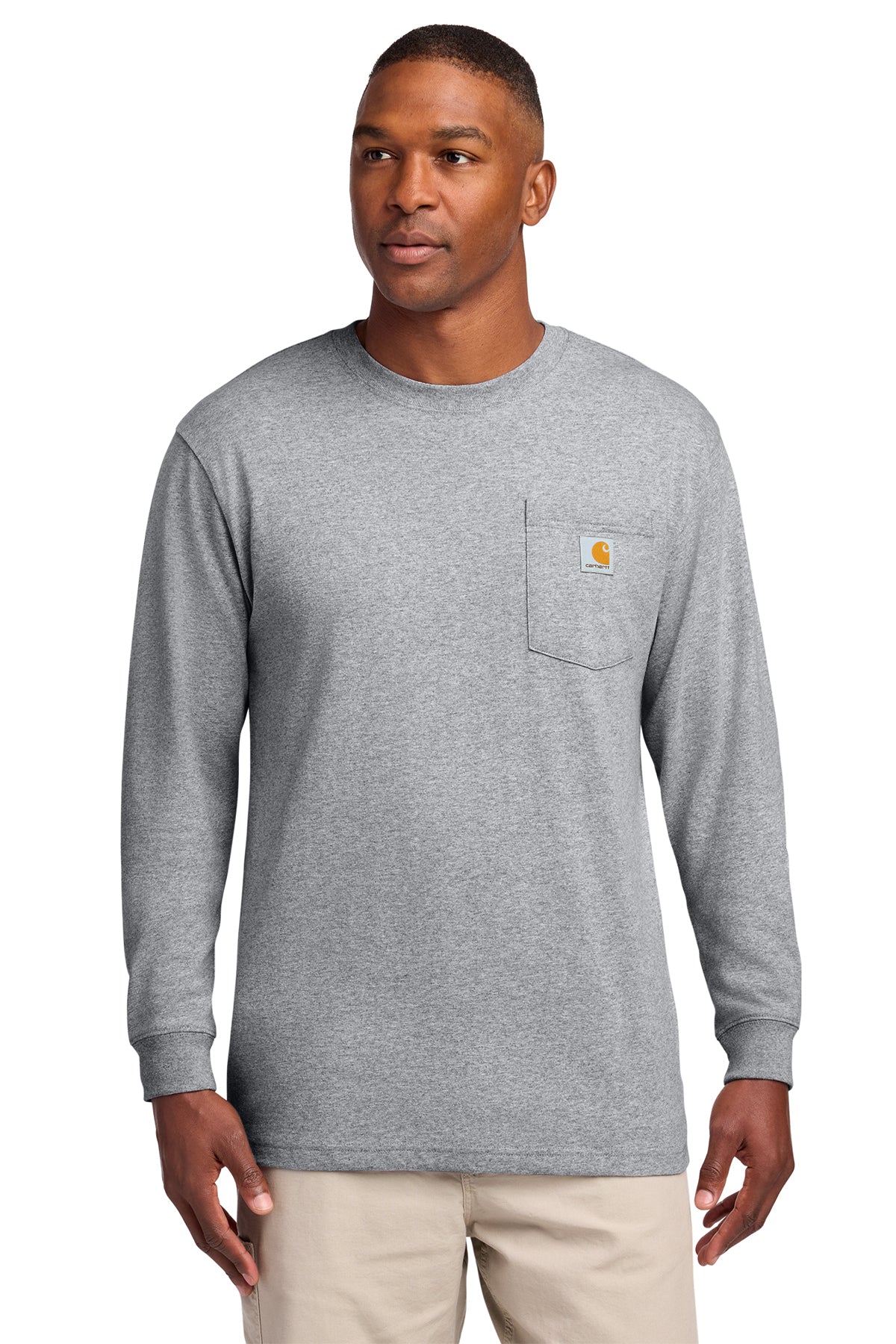 Carhartt Workwear Pocket Long Sleeve Tee in Heather Grey - custom logo apparel by Buckeye Branding Co.