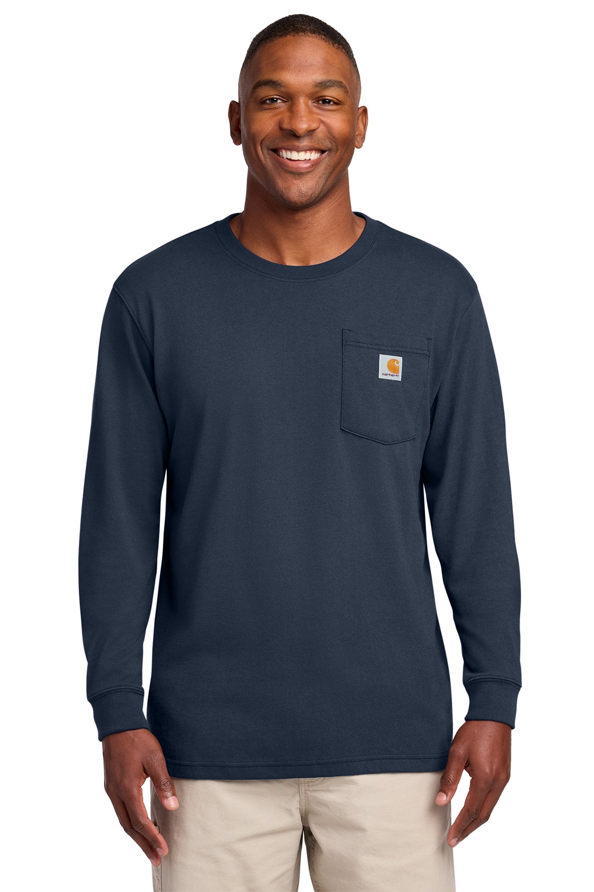 Carhartt Workwear Pocket Long Sleeve Tee in Navy - custom logo apparel by Buckeye Branding Co.