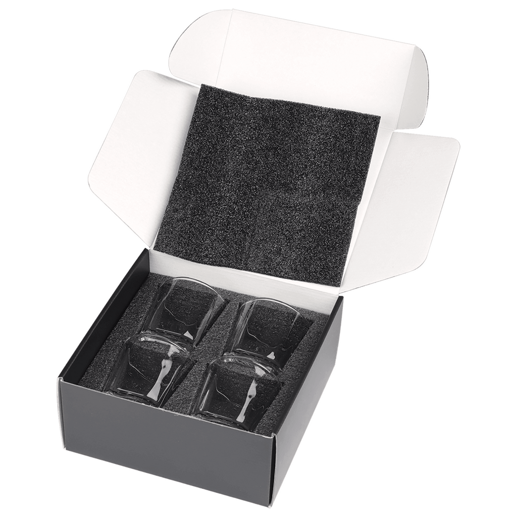Engraved Rocks Glasses Set of 4 in Gift Box, blank before personalization