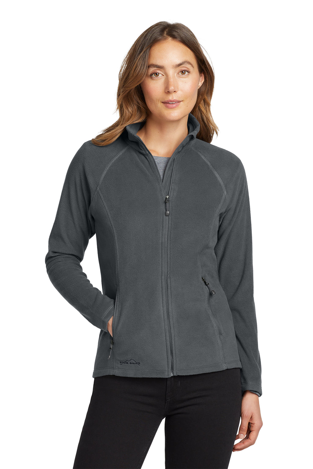 Eddie Bauer Women's Full-Zip Microfleece Jacket in Grey Steel - custom logo apparel by Buckeye Branding Co.