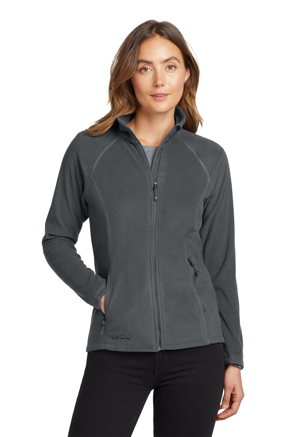 Eddie Bauer Women's Full-Zip Microfleece Jacket in Grey Steel - custom logo apparel by Buckeye Branding Co.