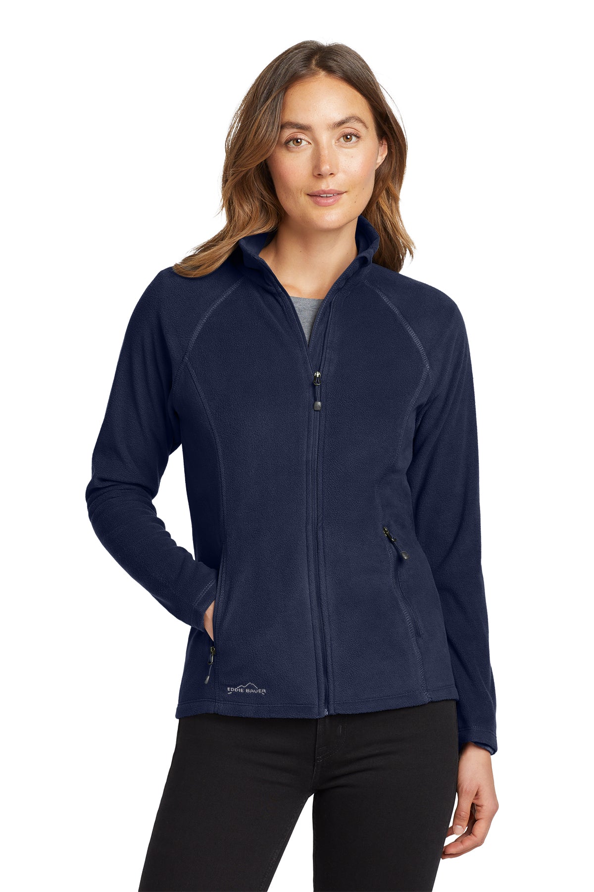 Eddie Bauer Women's Full-Zip Microfleece Jacket in Navy - custom logo apparel by Buckeye Branding Co.
