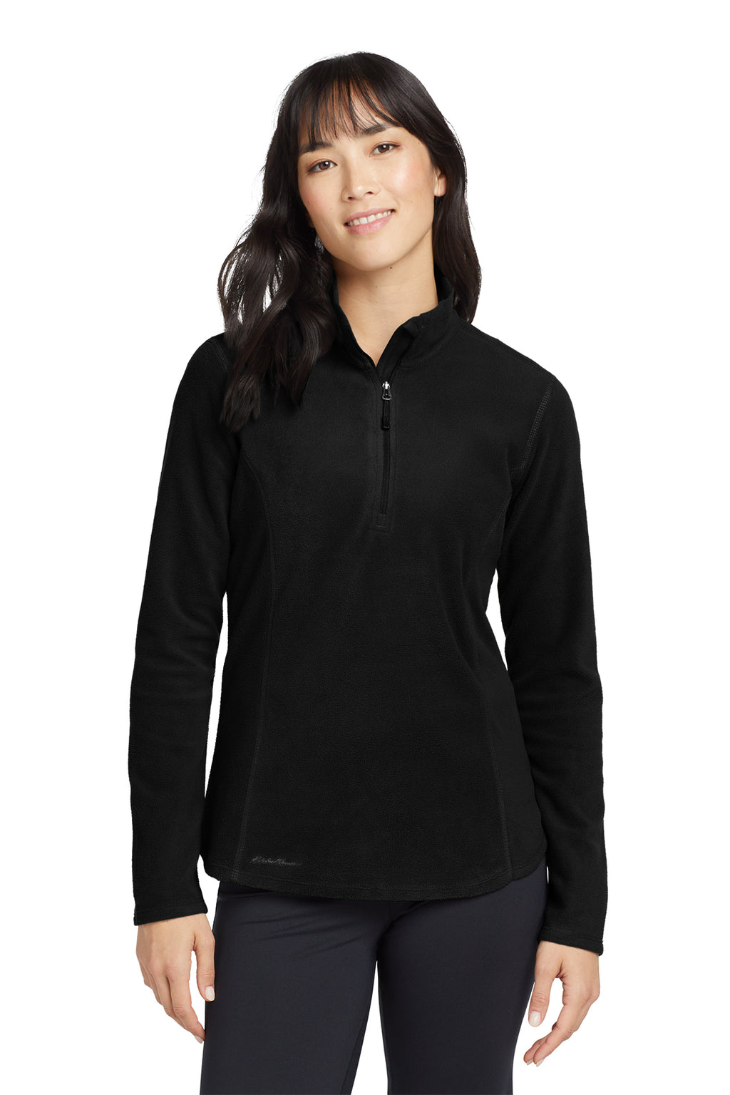 Eddie Bauer Women's 1/2-Zip Microfleece Jacket in Black - custom logo apparel by Buckeye Branding Co.