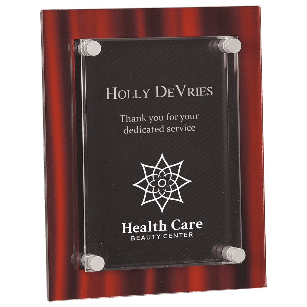 8" x 10" Red Velvet Stand-Off Acrylic Plaque - custom engraved plaque by The Buckeye Branding Company