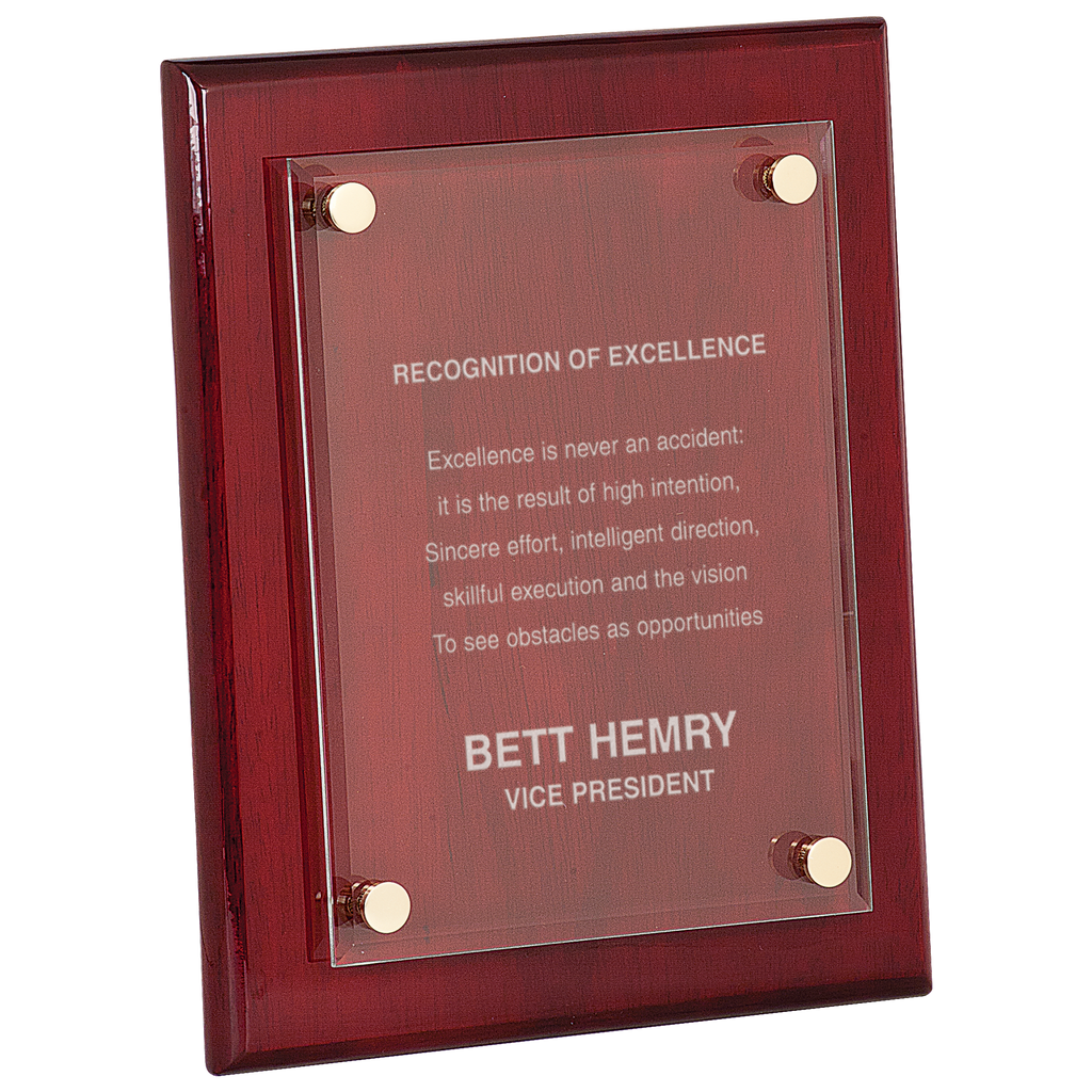 8" x 10" Rosewood Piano Finish Floating Acrylic Plaque - custom engraved plaque by The Buckeye Branding Company