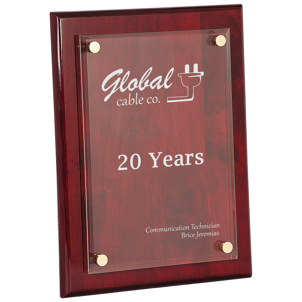 9" x 12" Rosewood Piano Finish Floating Acrylic Plaque - custom engraved plaque by The Buckeye Branding Company