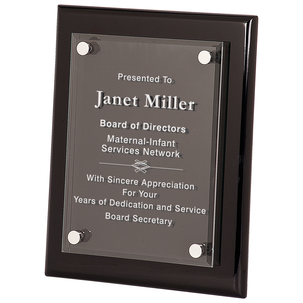 8" x 10" Black Piano Finish Floating Acrylic Plaque - custom engraved plaque by The Buckeye Branding Company
