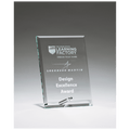 5" x 7" Clear Glass Award with Silver Plated Easel Post, laser engraved with a sample award layout