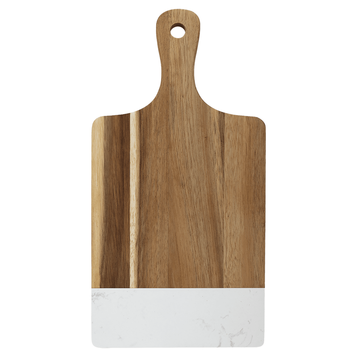 Engraved Acacia & Marble Paddle Cutting Board, blank before personalization