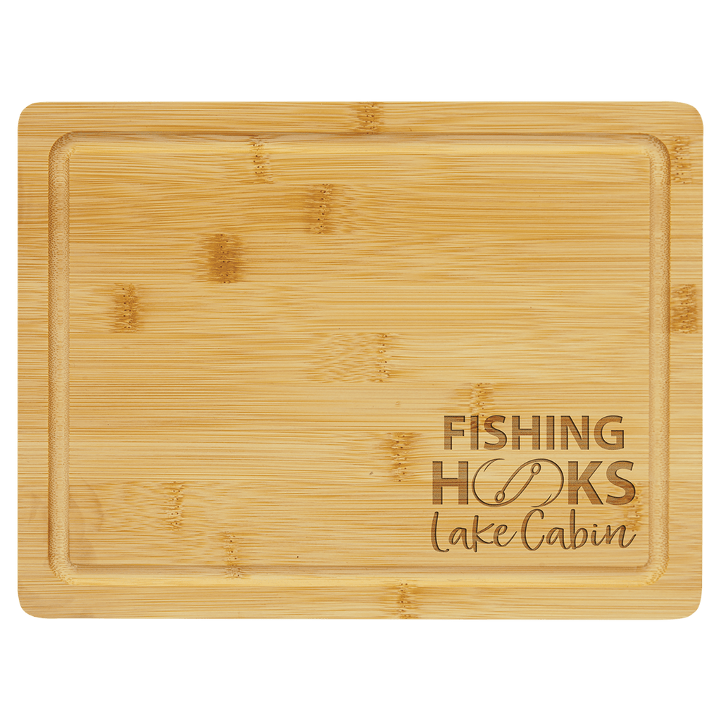 11 1/2" x 8 3/4" Bamboo Cutting Board with Drip Ring - custom engraved cutting board by The Buckeye Branding Company