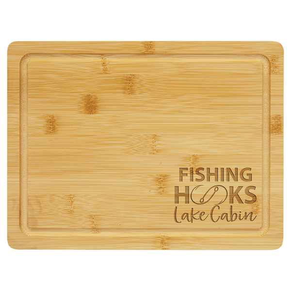 11 1/2" x 8 3/4" Bamboo Cutting Board with Drip Ring - custom engraved cutting board by The Buckeye Branding Company