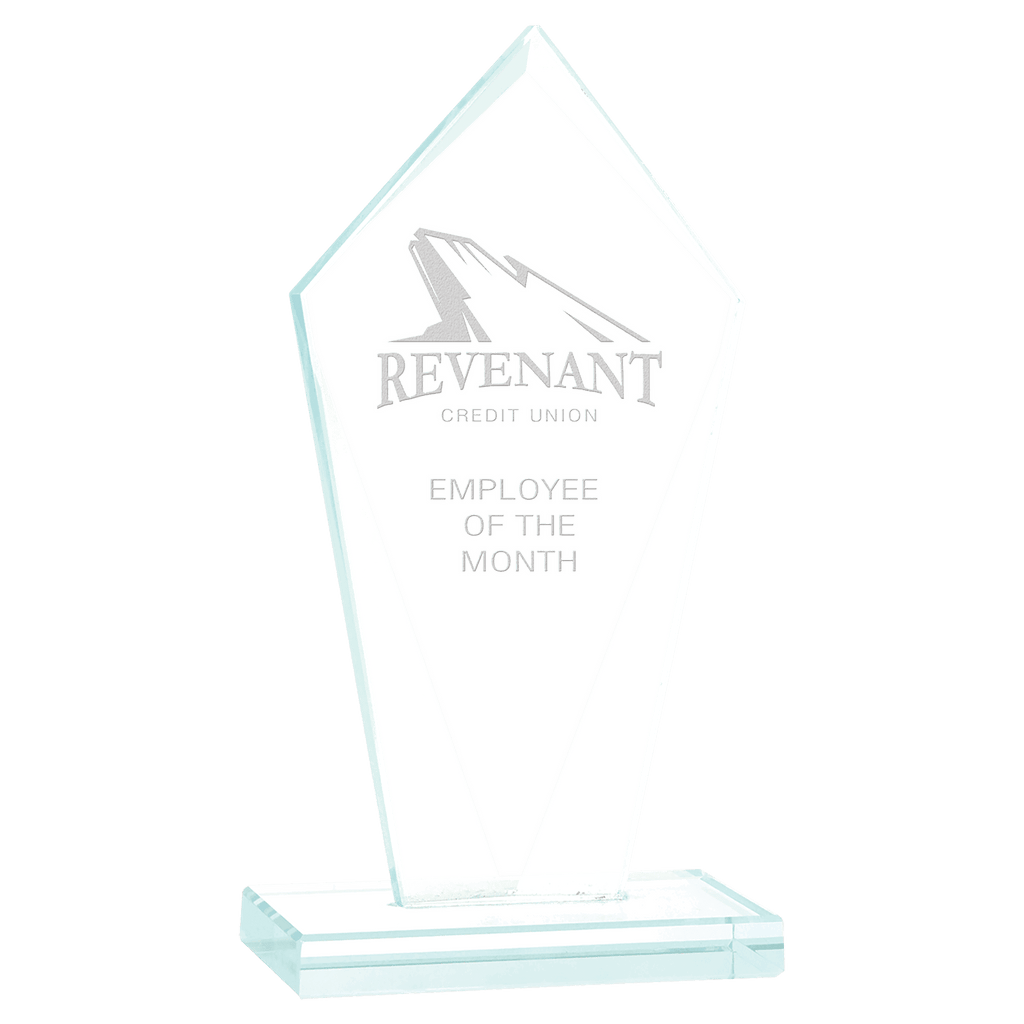 7 1/2" Diamond Jade Glass Award - custom engraved glass award by The Buckeye Branding Company