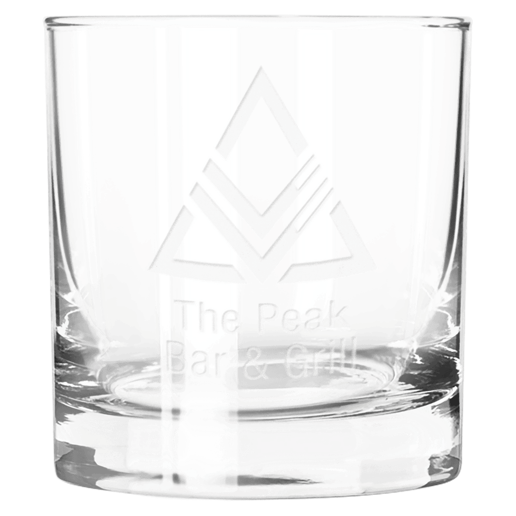 11 oz. Heavy Base Finedge Rocks Glass - custom engraved glassware by The Buckeye Branding Company