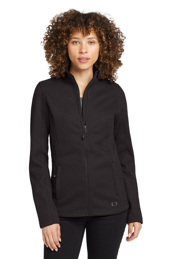 OGIO Women's Grit Fleece Jacket in Blacktop - custom logo apparel by Buckeye Branding Co.