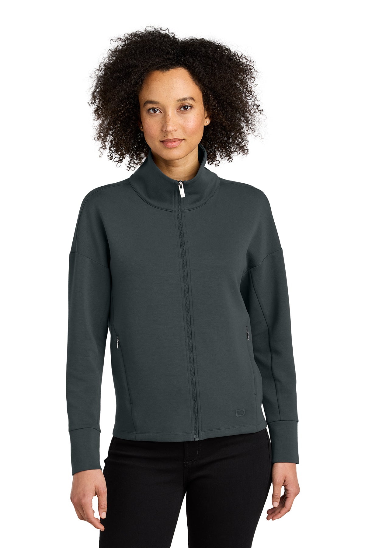 OGIO Women's Transcend Full-Zip in Tarmac Grey - custom logo apparel by Buckeye Branding Co.