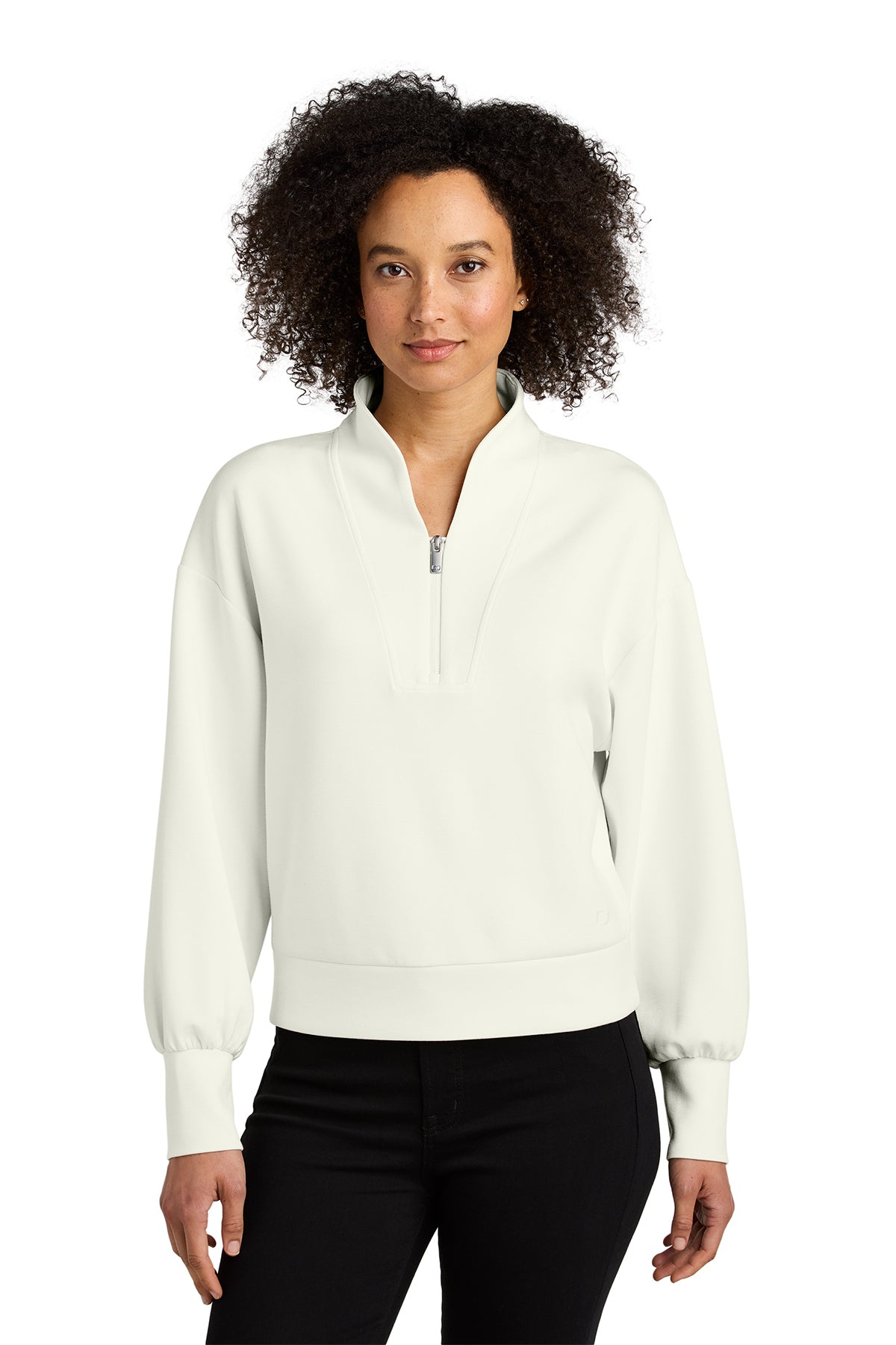 OGIO Women's Transcend 1/4-Zip in Opal White - custom logo apparel by Buckeye Branding Co.