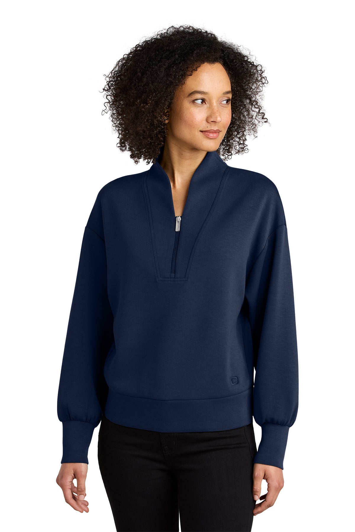 OGIO Women's Transcend 1/4-Zip in River Blue Navy - custom logo apparel by Buckeye Branding Co.