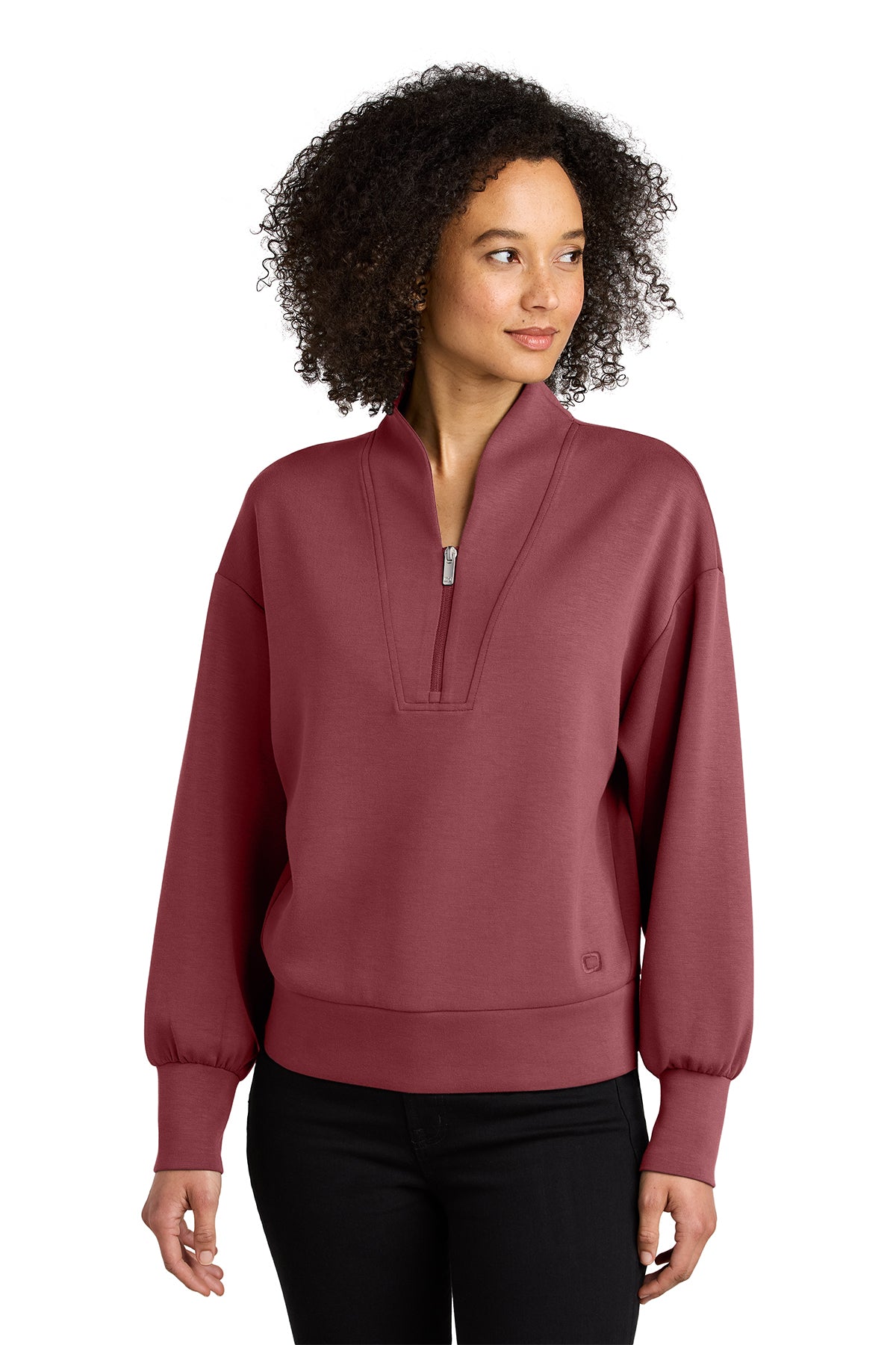 OGIO Women's Transcend 1/4-Zip in Soft Ruby - custom logo apparel by Buckeye Branding Co.