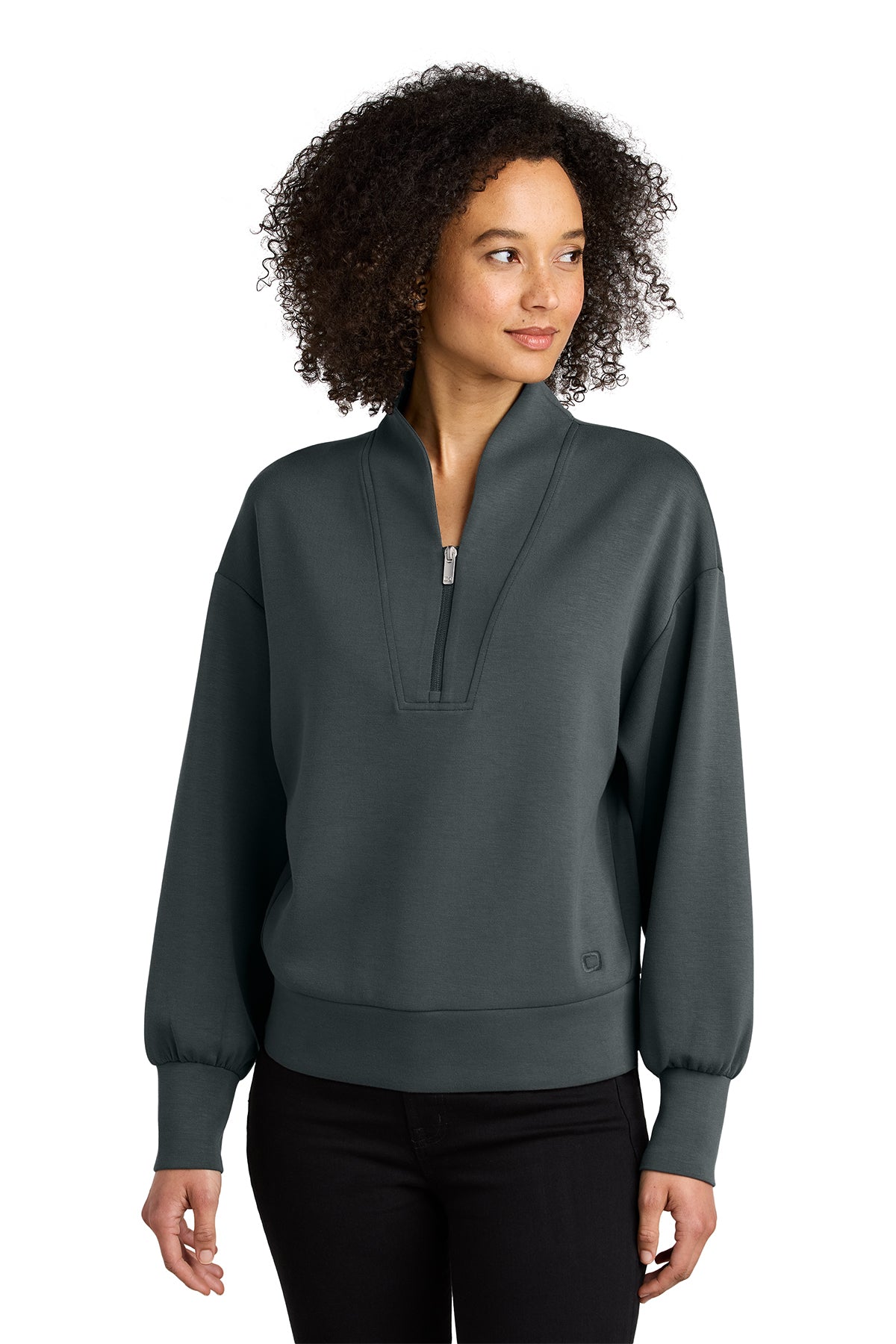 OGIO Women's Transcend 1/4-Zip in Tarmac Grey - custom logo apparel by Buckeye Branding Co.