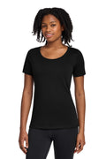 Nike Women's Dri-FIT Cotton/Poly Scoop Neck Tee in Black - custom logo apparel by Buckeye Branding Co.