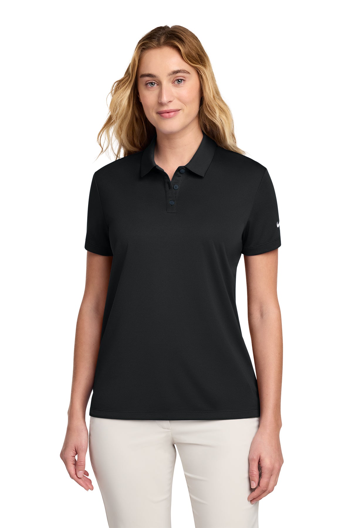 Nike Women's Dry Essential Solid Polo in Black - custom logo apparel by Buckeye Branding Co.
