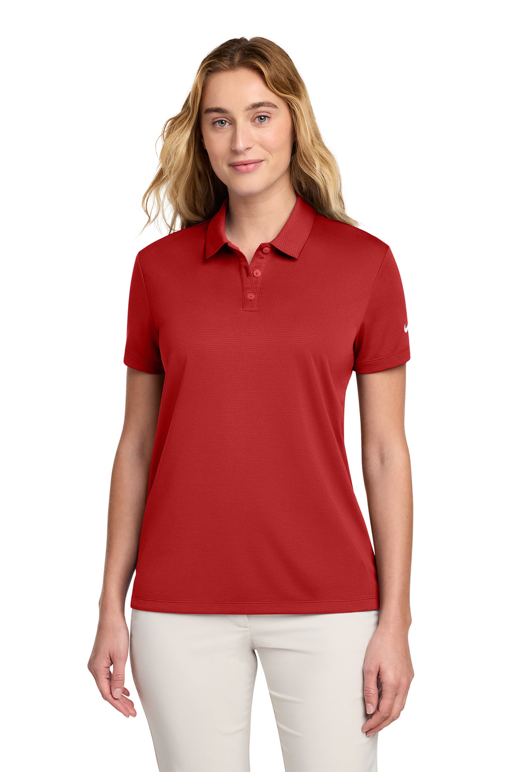 Nike Women's Dry Essential Solid Polo in University Red - custom logo apparel by Buckeye Branding Co.