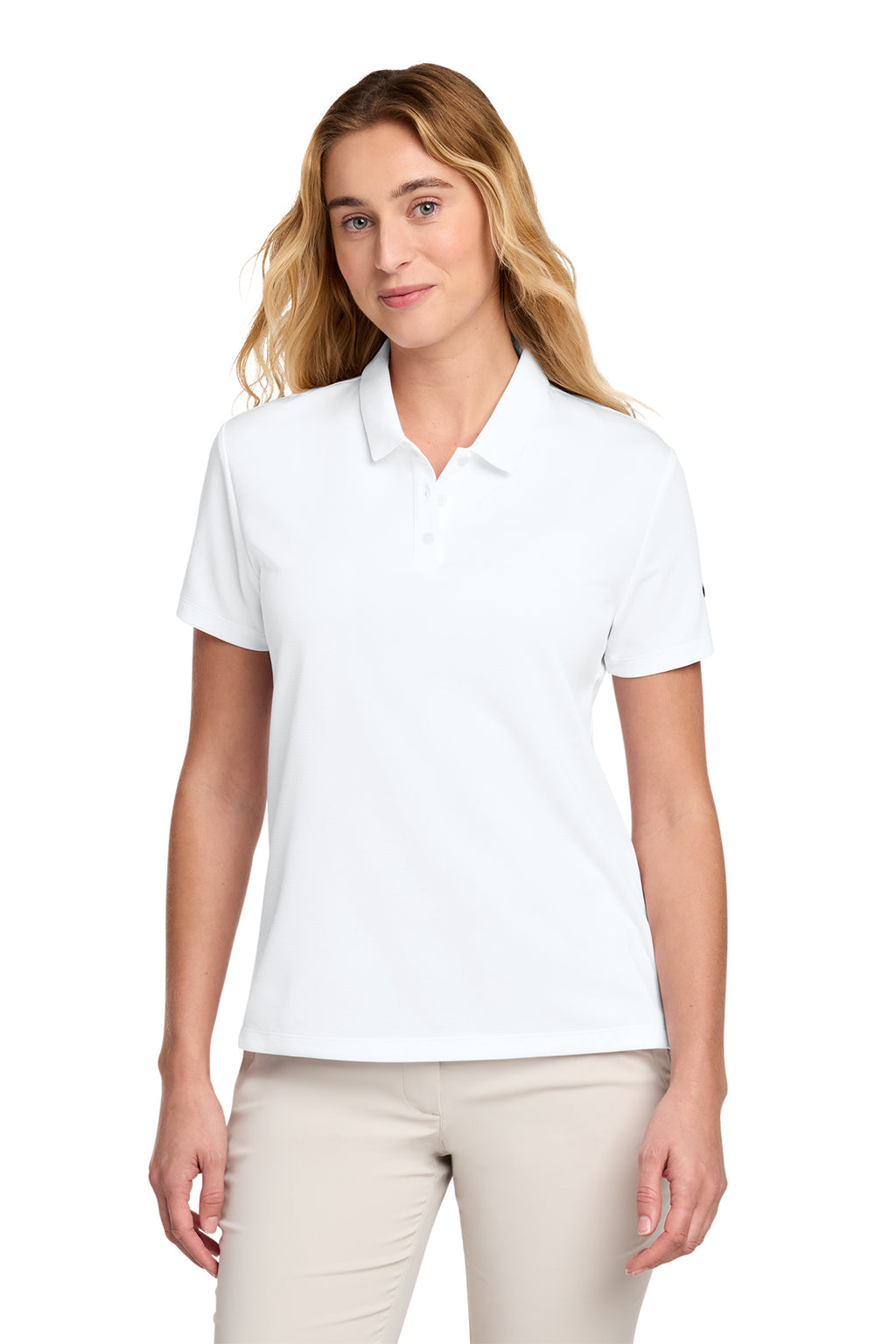 Nike Women's Dry Essential Solid Polo in White - custom logo apparel by Buckeye Branding Co.