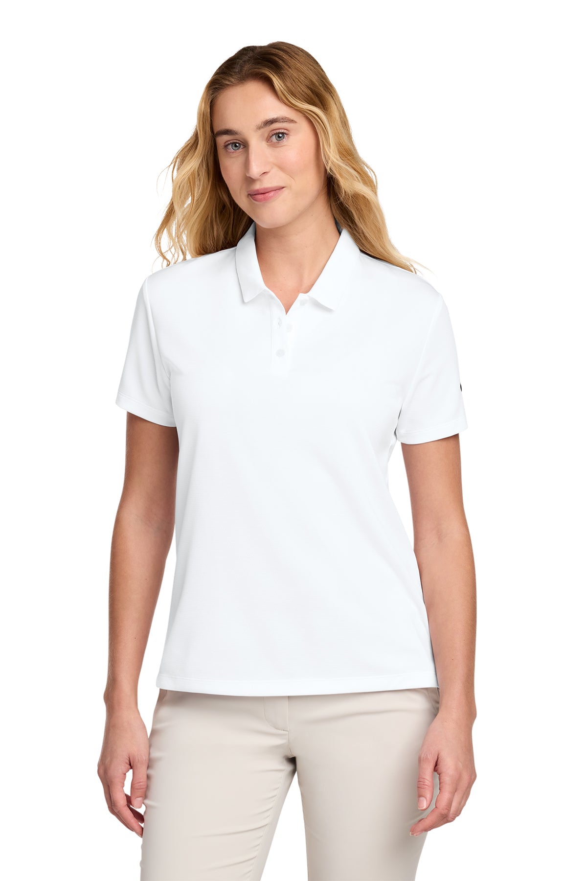 Nike Women's Dry Essential Solid Polo in White - custom logo apparel by Buckeye Branding Co.