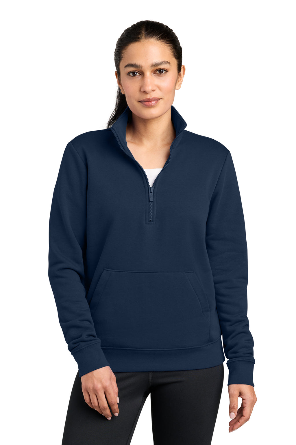 Nike Women's Club Fleece Sleeve Swoosh 1/2-Zip in Midnight Navy - custom logo apparel by Buckeye Branding Co.