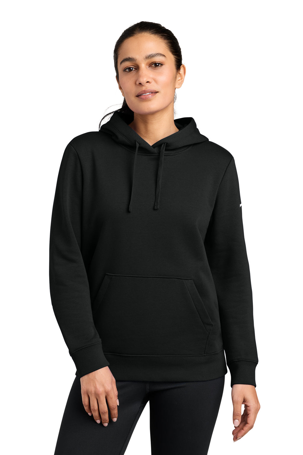 Nike Women's Club Fleece Sleeve Swoosh Pullover Hoodie in Black - custom logo apparel by Buckeye Branding Co.
