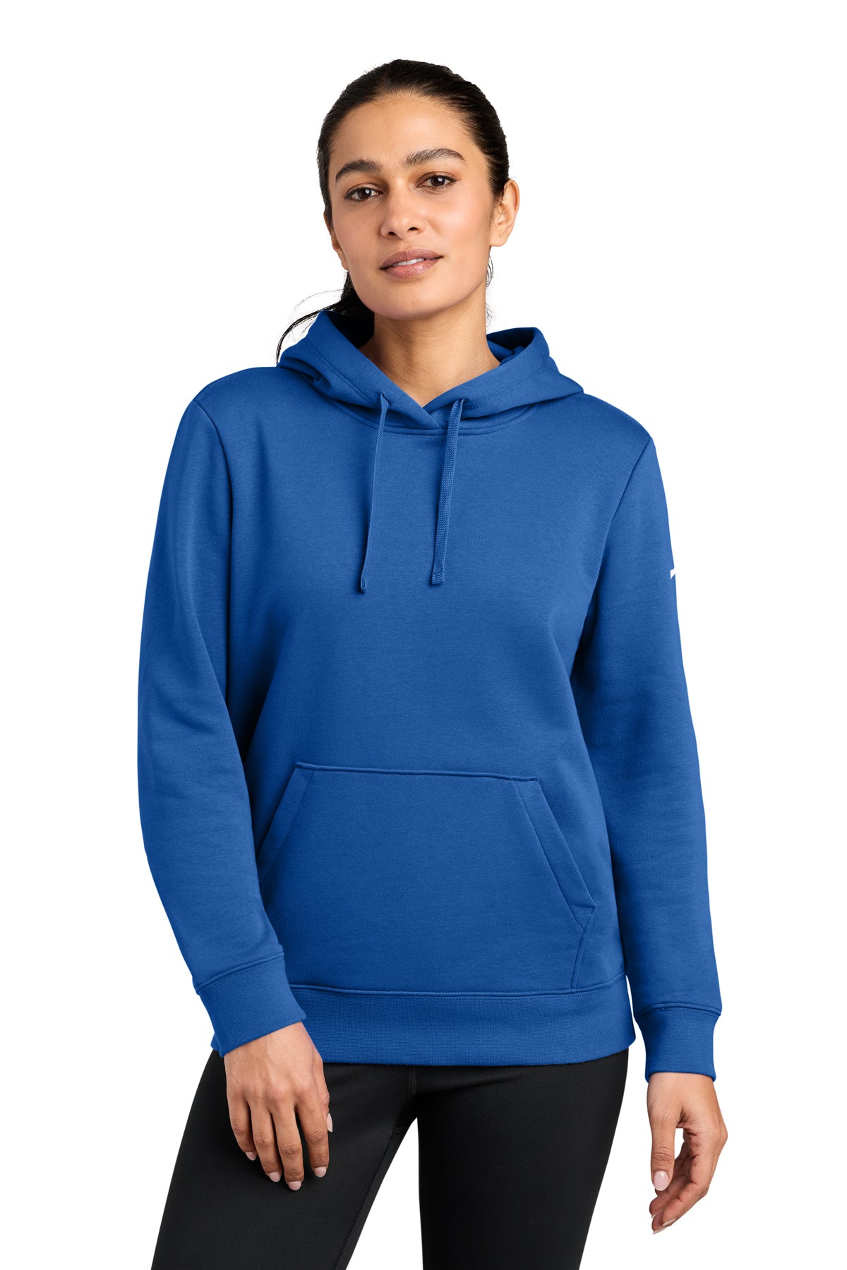 Nike Women's Club Fleece Sleeve Swoosh Pullover Hoodie in Game Royal - custom logo apparel by Buckeye Branding Co.