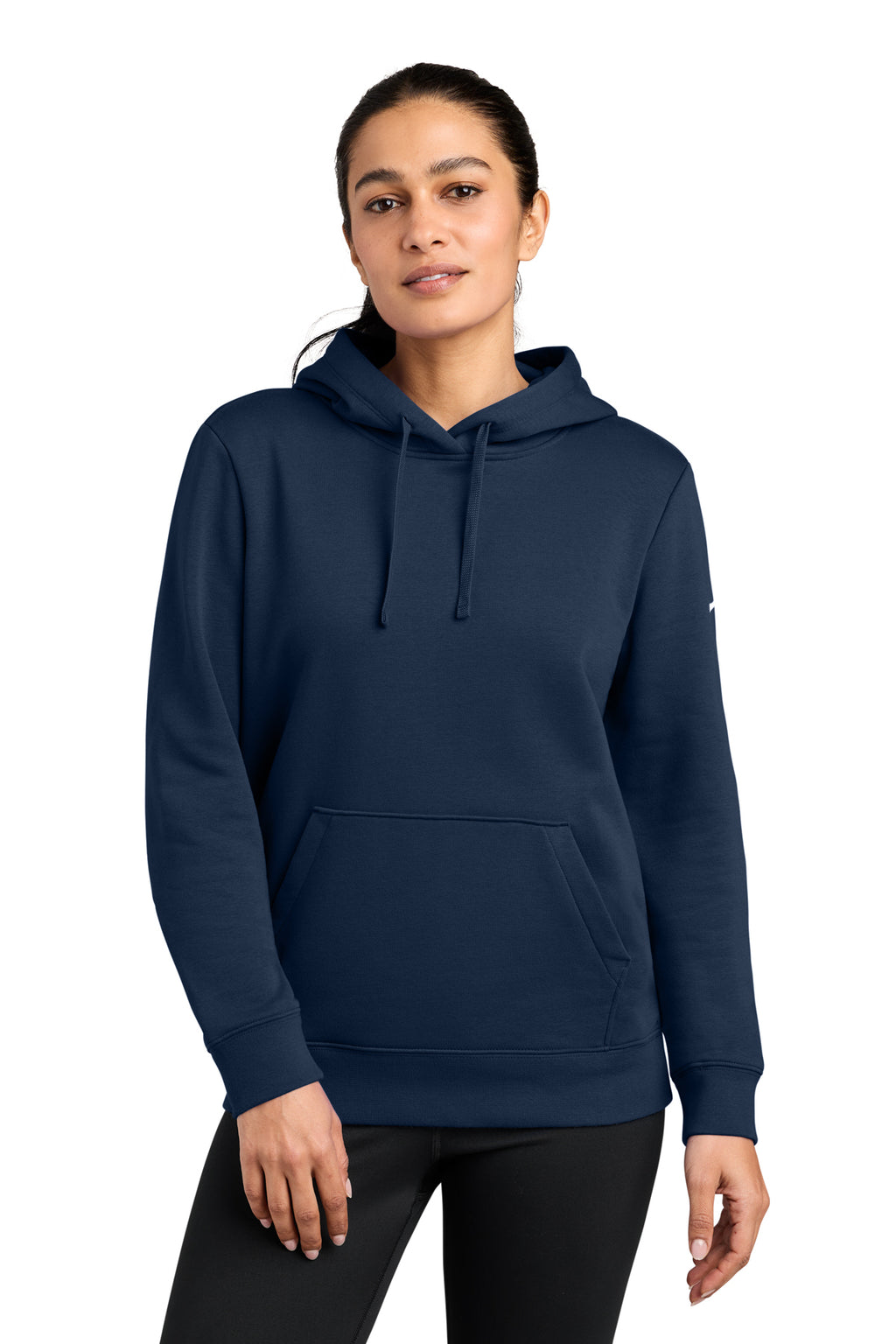 Nike Women's Club Fleece Sleeve Swoosh Pullover Hoodie in Midnight Navy - custom logo apparel by Buckeye Branding Co.